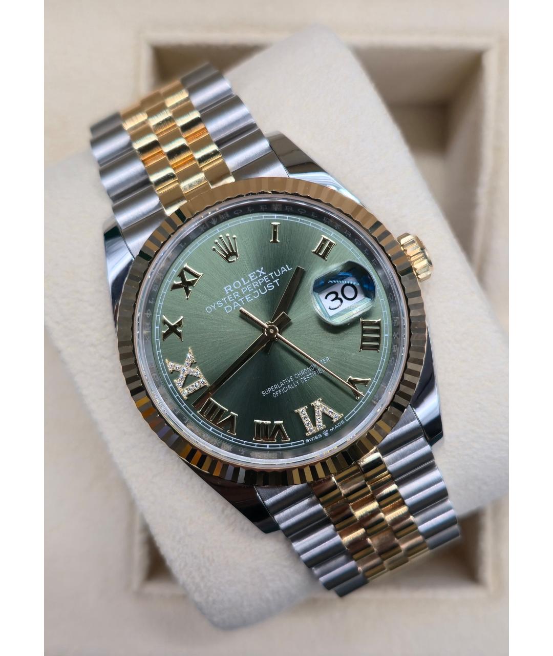 ROLEX Зеленые часы из желтого золота, фото 2