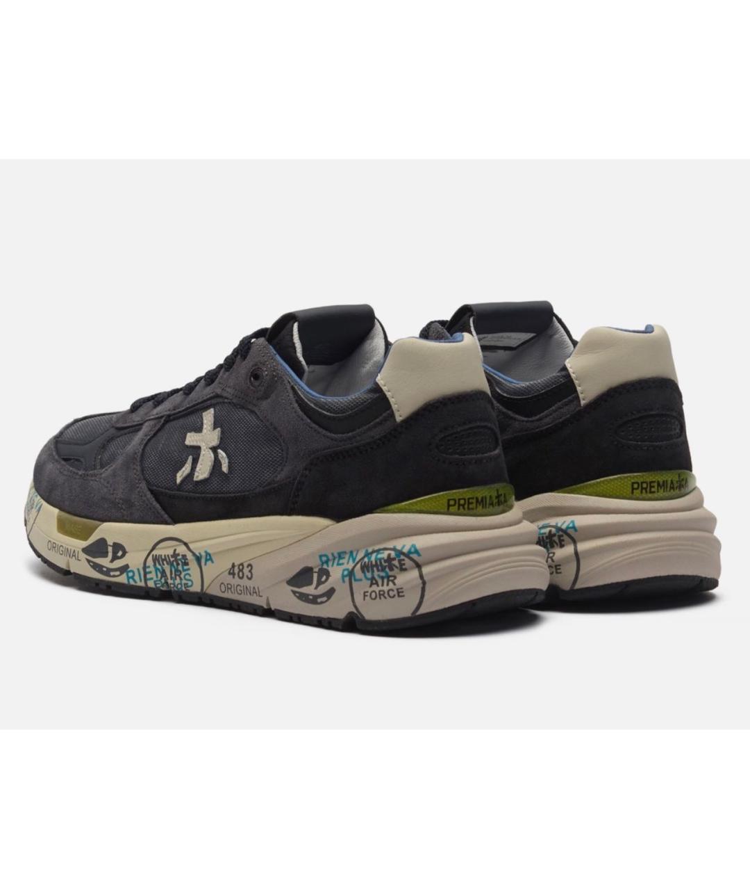 PREMIATA Синие кожаные низкие кроссовки / кеды, фото 4