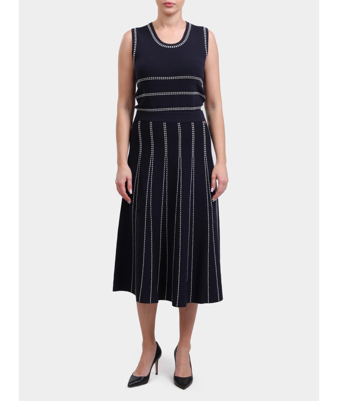 LIU JO Темно-синяя юбка миди, фото 2