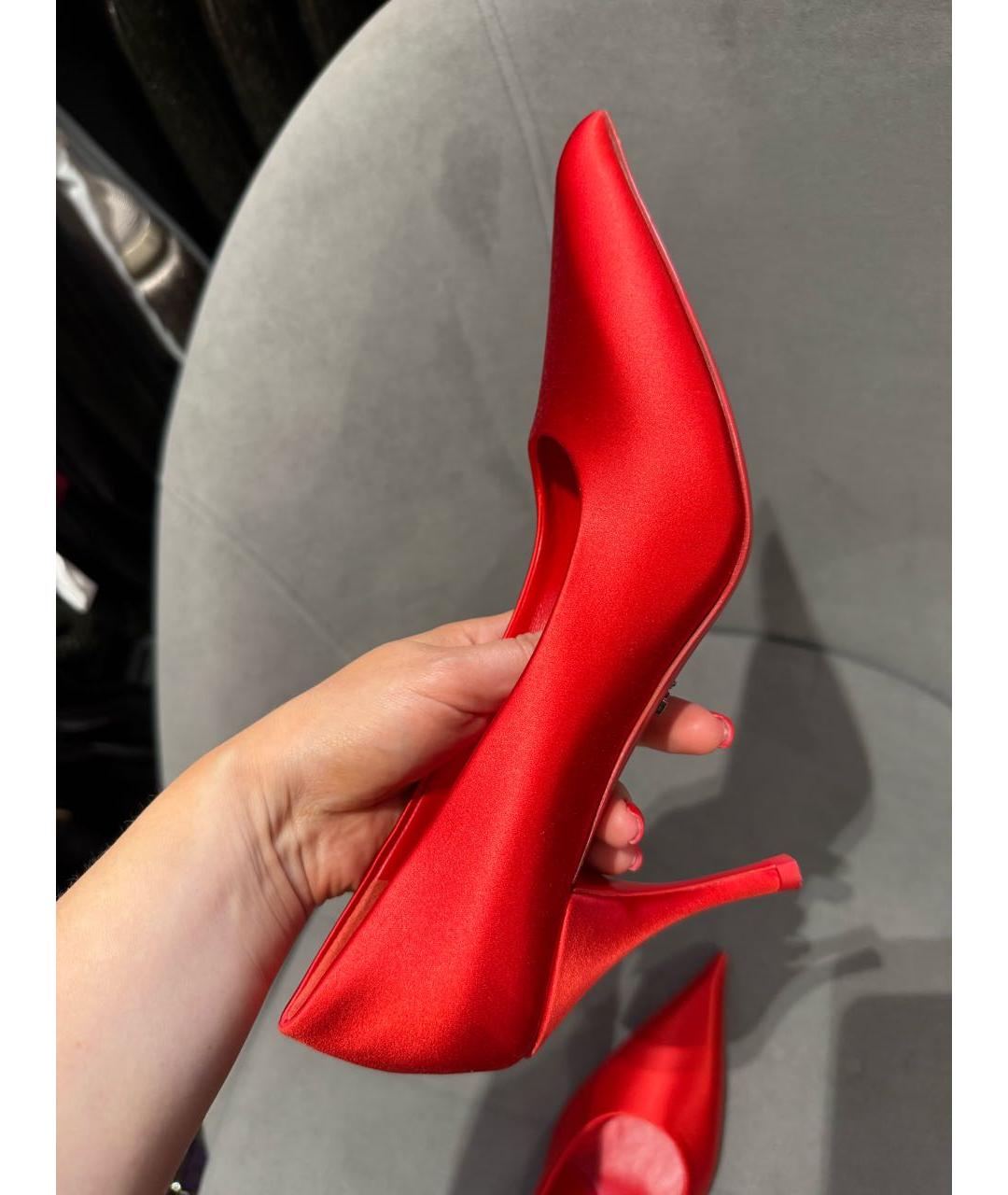 PRADA Красные текстильные туфли, фото 6