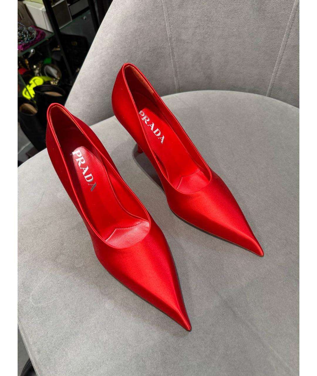 PRADA Красные текстильные туфли, фото 7