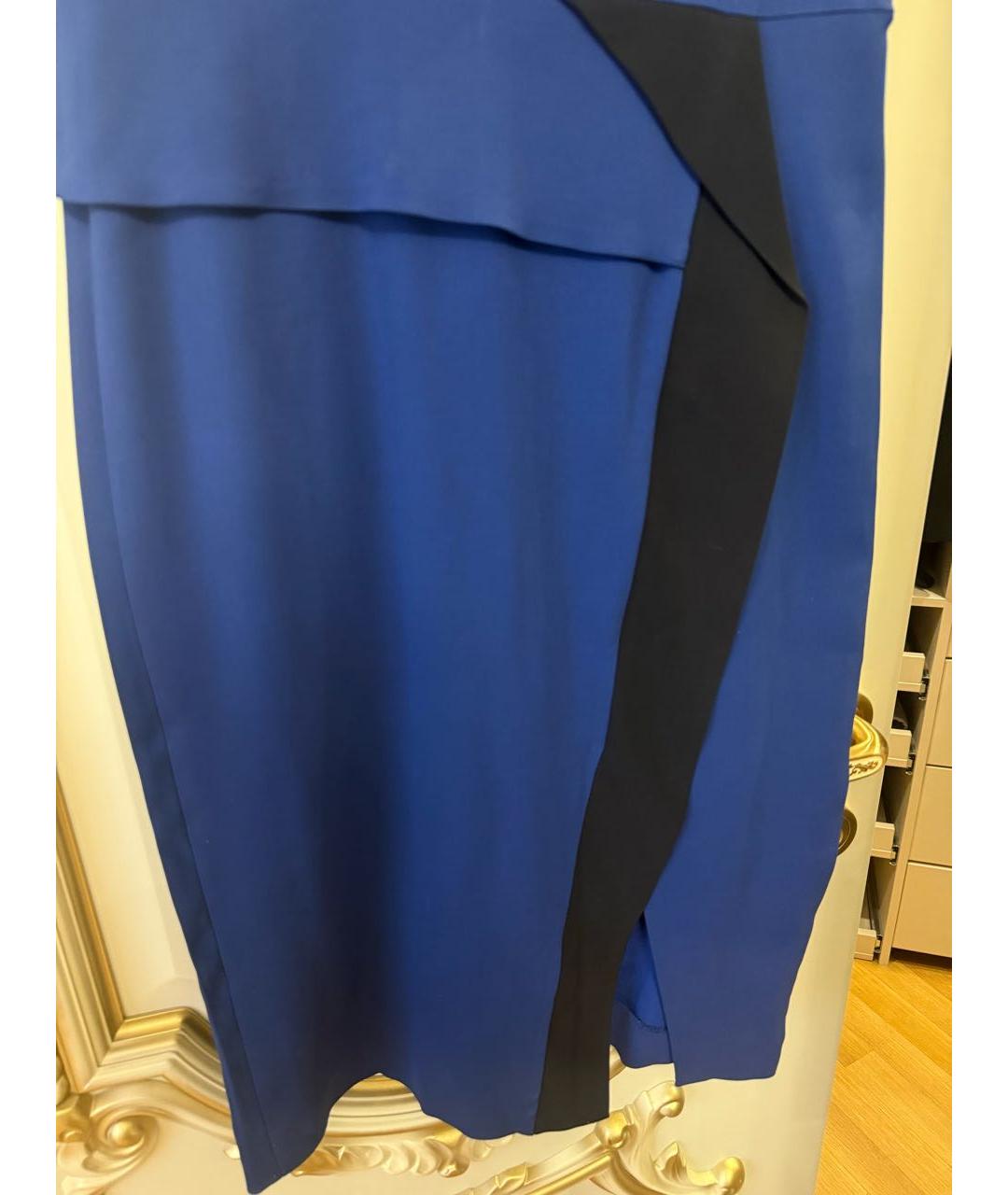 SPORTMAX Синее вискозное коктейльное платье, фото 4