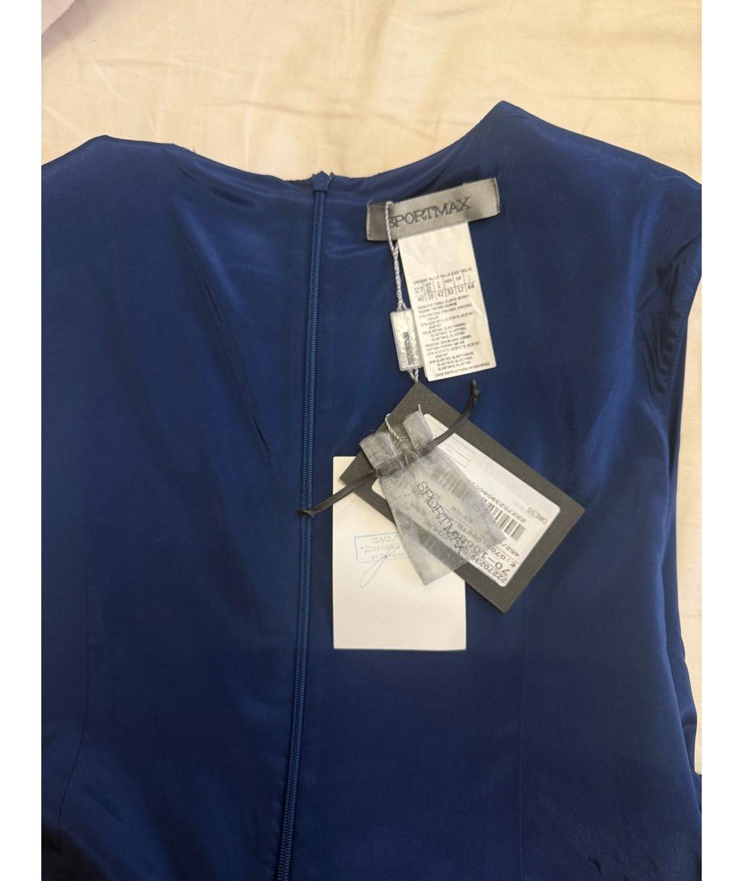 SPORTMAX Синее вискозное коктейльное платье, фото 3