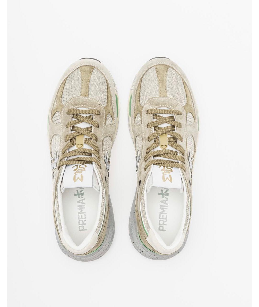 PREMIATA Бежевые кожаные низкие кроссовки / кеды, фото 4