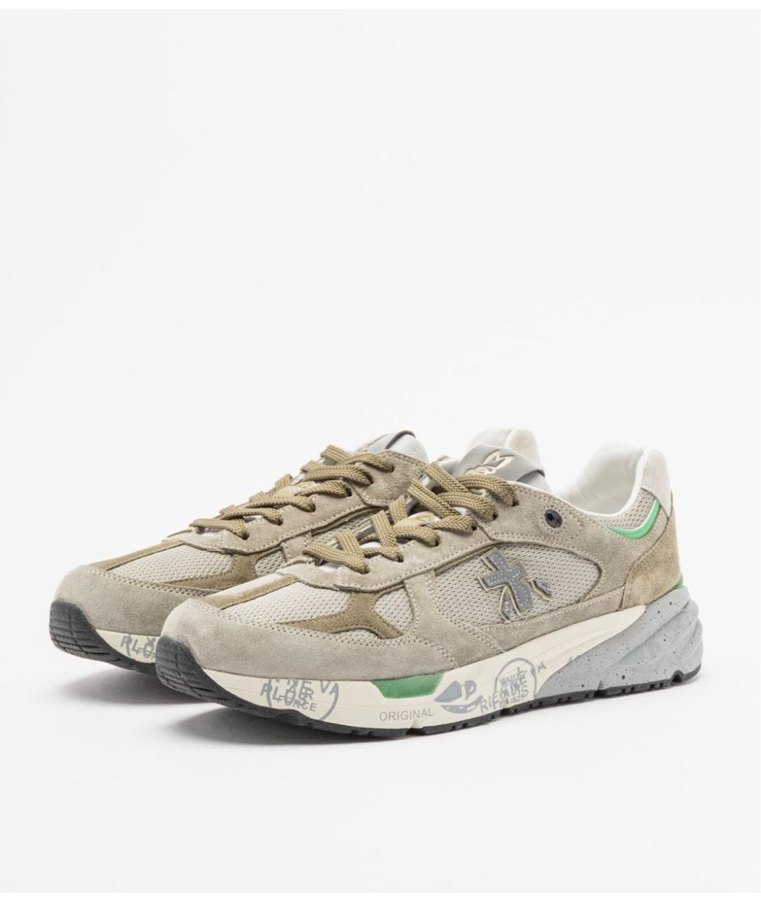 PREMIATA Бежевые кожаные низкие кроссовки / кеды, фото 2