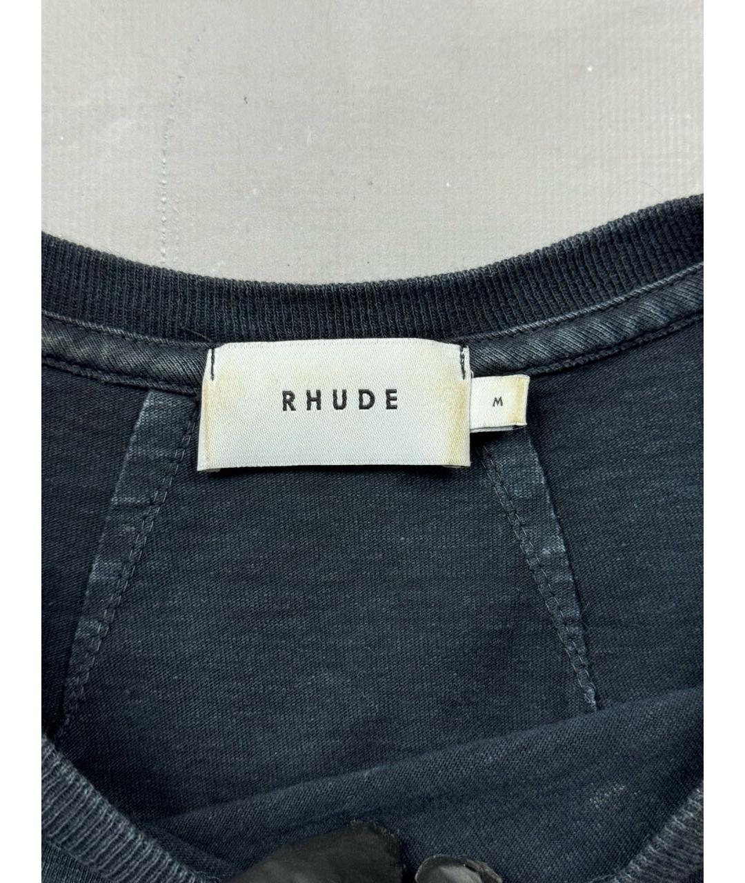 RHUDE Антрацитовая хлопковая футболка, фото 6