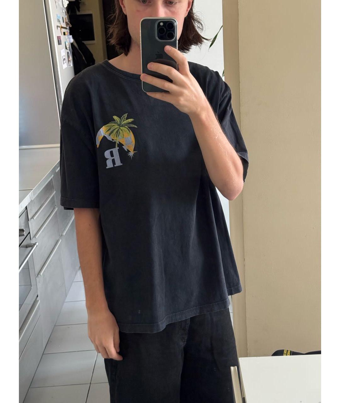 RHUDE Антрацитовая хлопковая футболка, фото 5