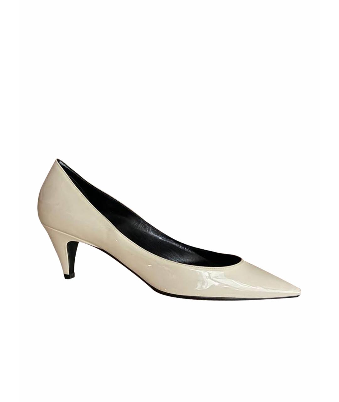 SAINT LAURENT Бежевые туфли из лакированной кожи, фото 1