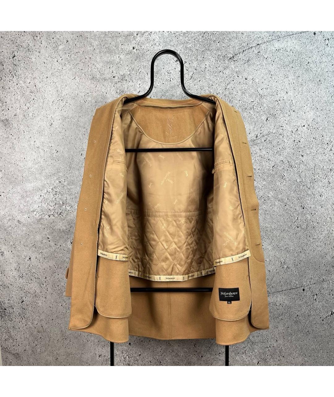 SAINT LAURENT Бежевое пальто, фото 2