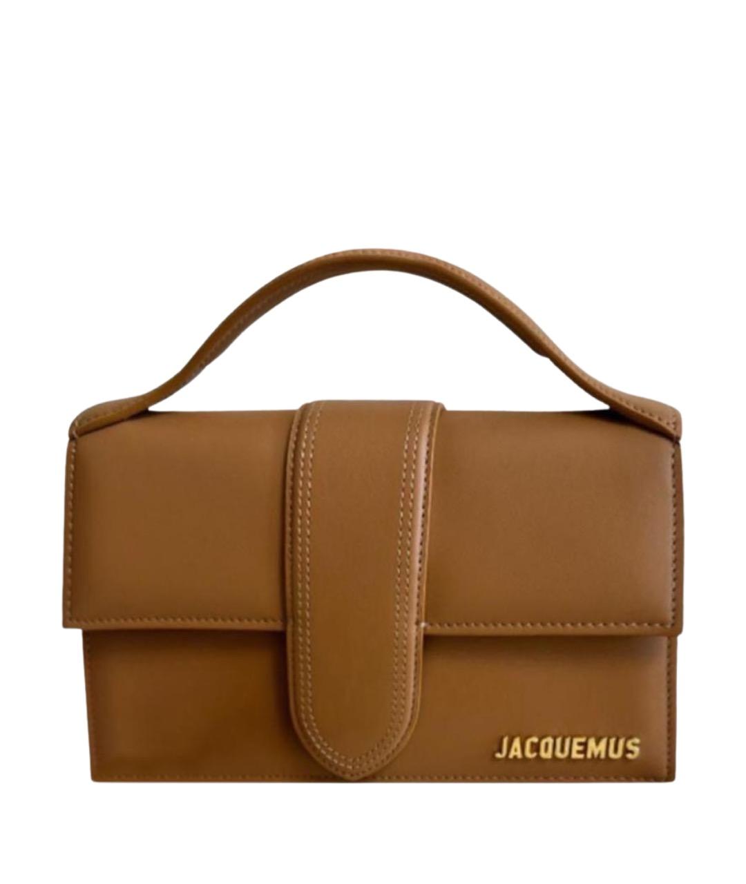 JACQUEMUS Коричневая кожаная сумка с короткими ручками, фото 1