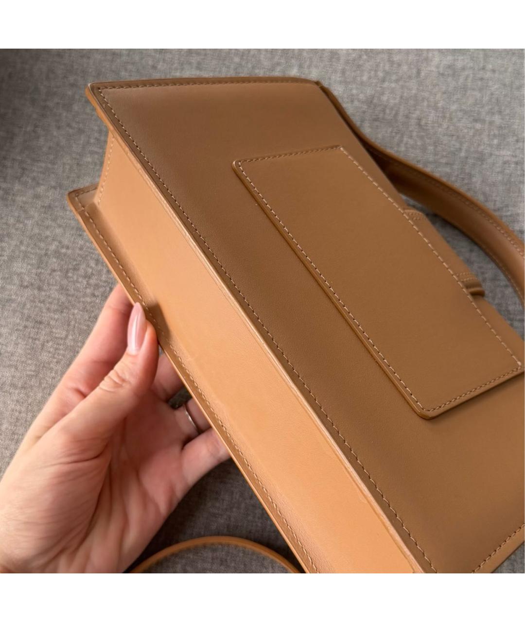 JACQUEMUS Коричневая кожаная сумка с короткими ручками, фото 4