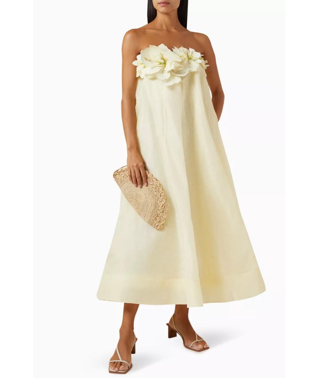 ZIMMERMANN Желтое льняное коктейльное платье, фото 2