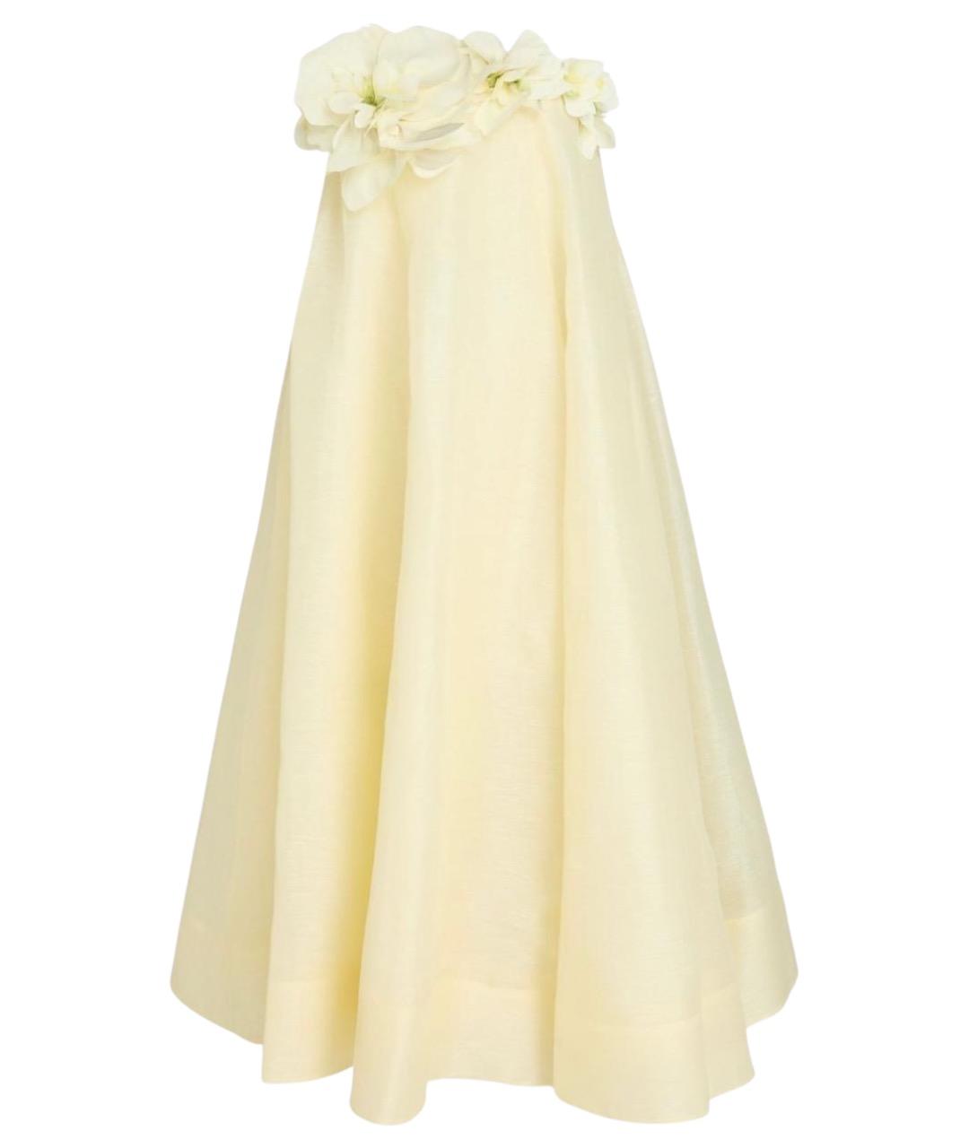 ZIMMERMANN Желтое льняное коктейльное платье, фото 1