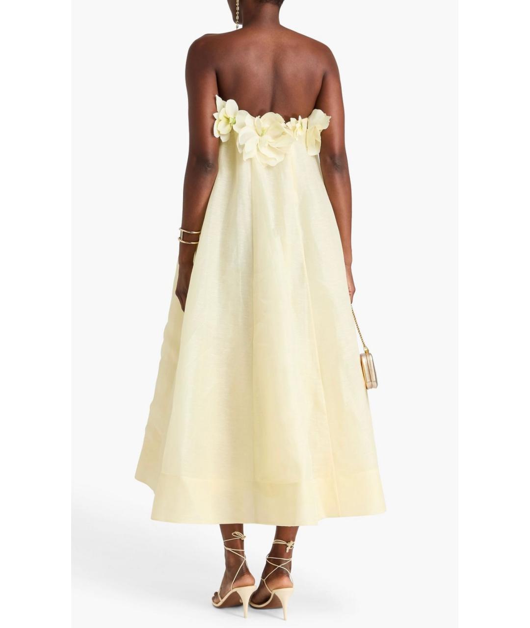 ZIMMERMANN Желтое льняное коктейльное платье, фото 6