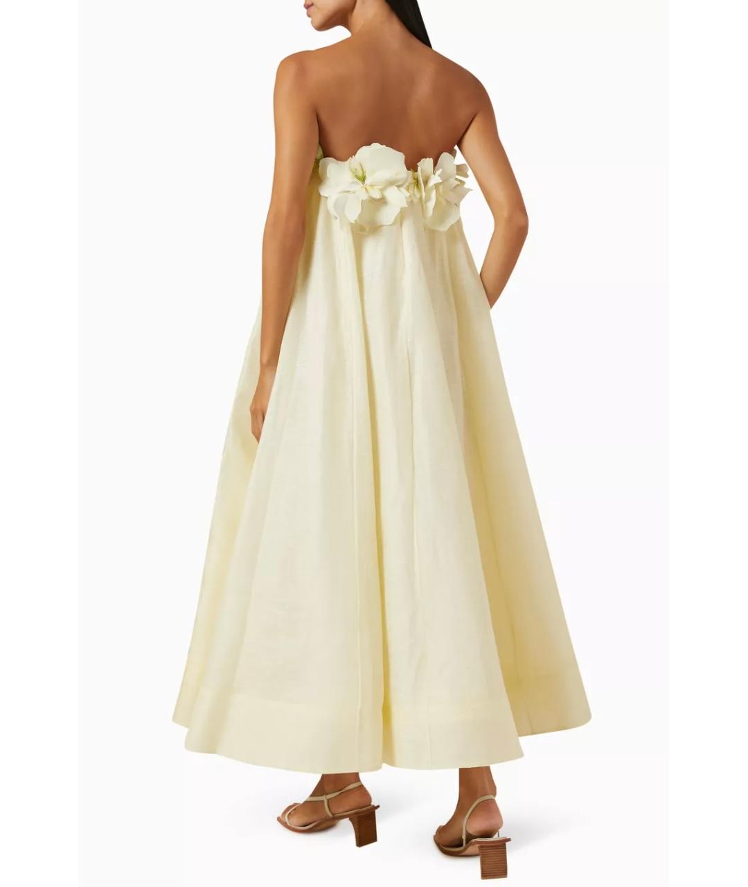 ZIMMERMANN Желтое льняное коктейльное платье, фото 4