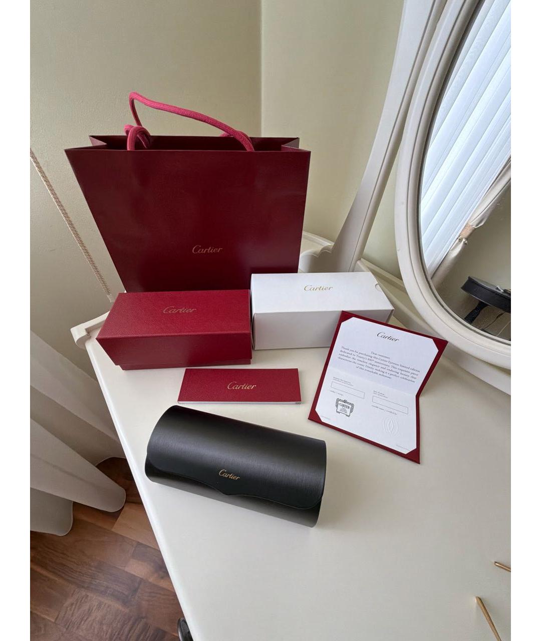 CARTIER Коричневые металлические солнцезащитные очки, фото 4