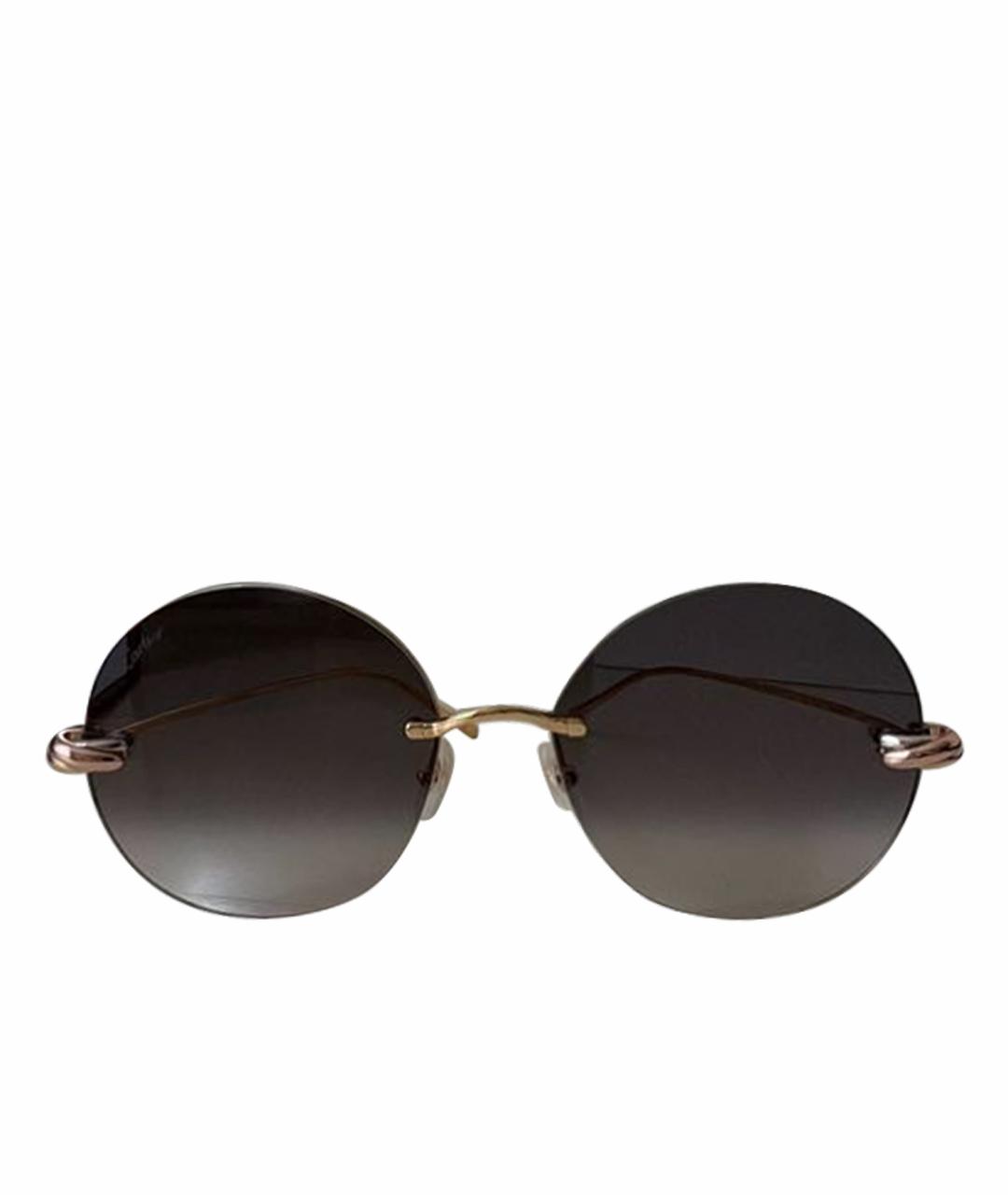 CARTIER Коричневые металлические солнцезащитные очки, фото 1