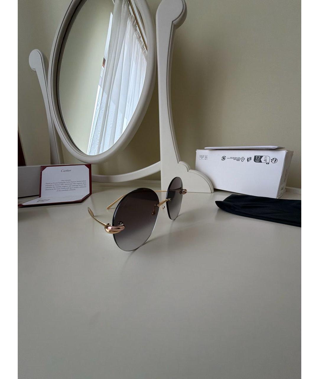 CARTIER Коричневые металлические солнцезащитные очки, фото 2