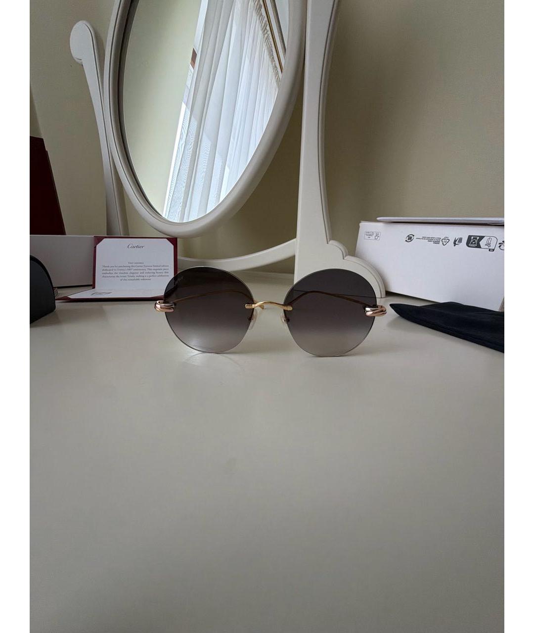 CARTIER Коричневые металлические солнцезащитные очки, фото 5