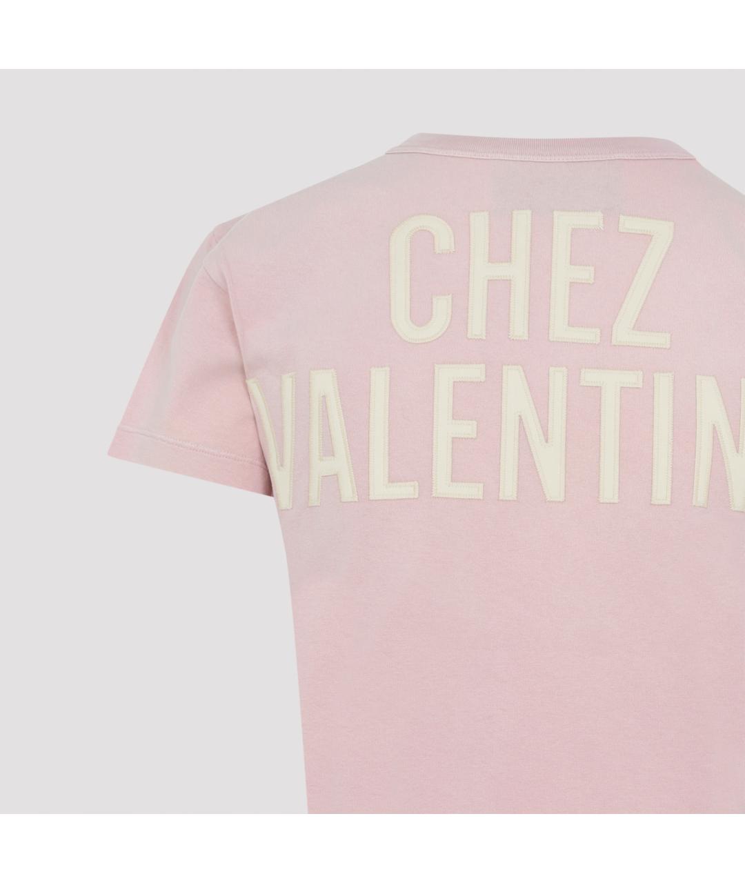 VALENTINO Розовая хлопковая футболка, фото 3