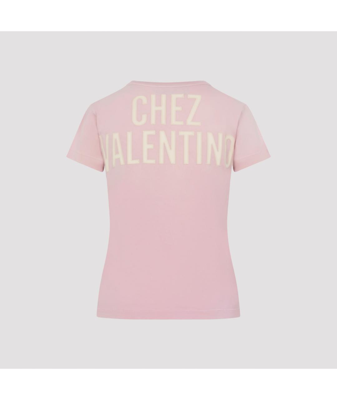 VALENTINO Розовая хлопковая футболка, фото 2