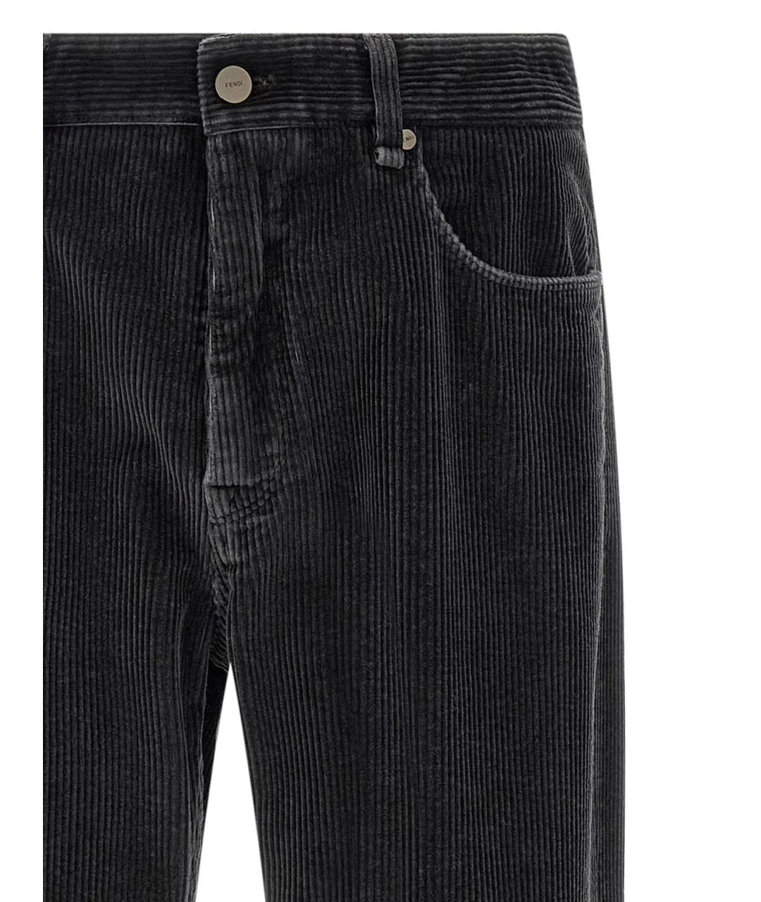 FENDI Серые хлопковые прямые джинсы, фото 3