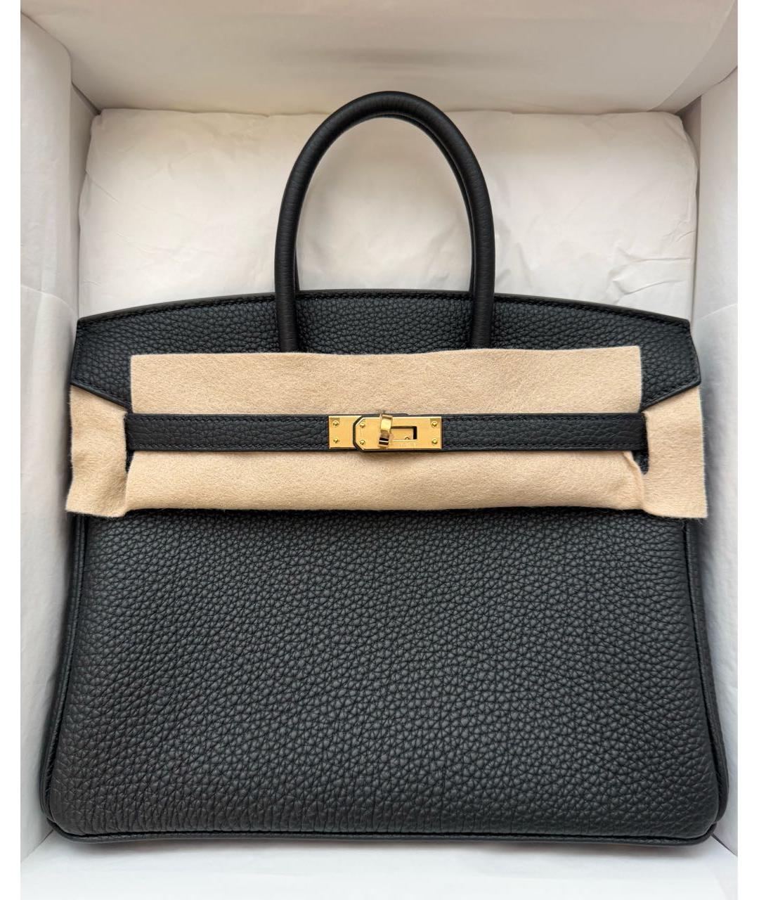 HERMES Черная кожаная сумка с короткими ручками, фото 3