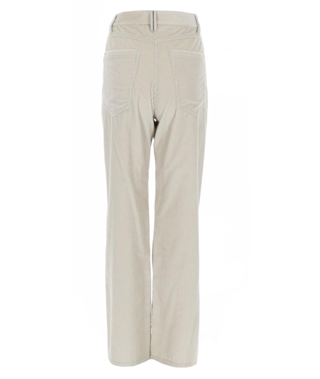 BRUNELLO CUCINELLI Белые хлопковые прямые брюки, фото 2