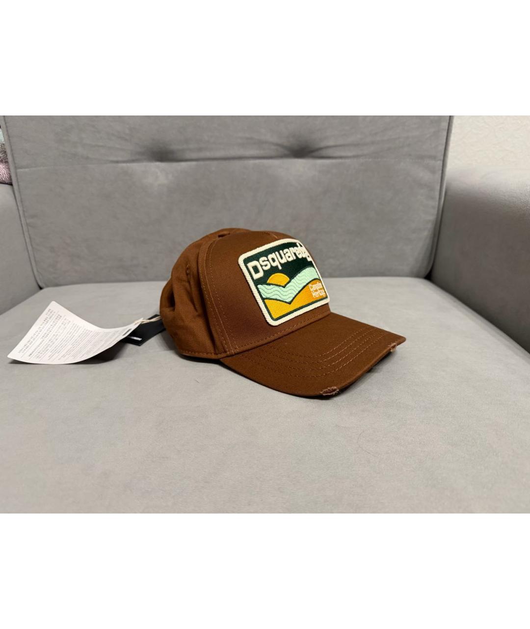 DSQUARED2 Коричневая хлопковая кепка, фото 5