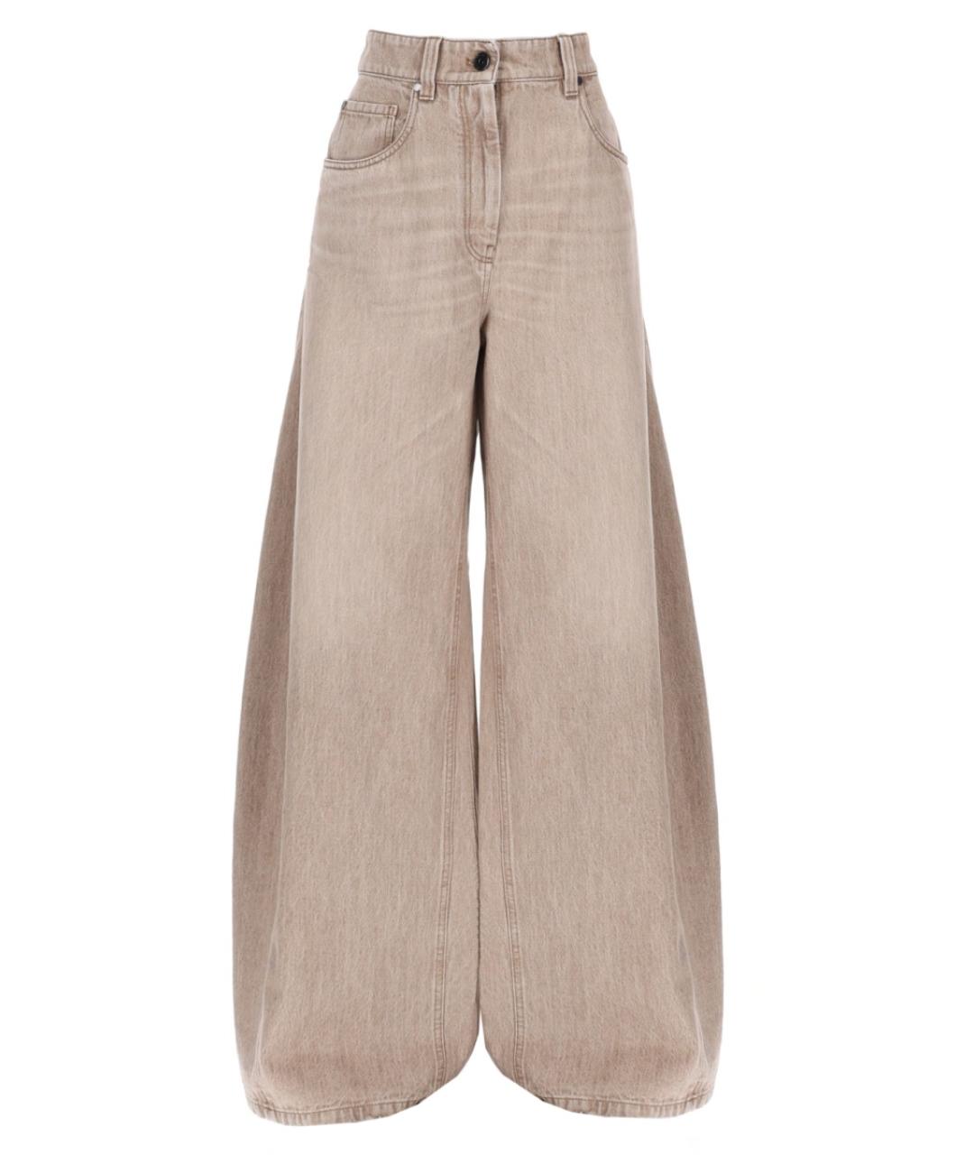 BRUNELLO CUCINELLI Бежевые хлопковые прямые джинсы, фото 1