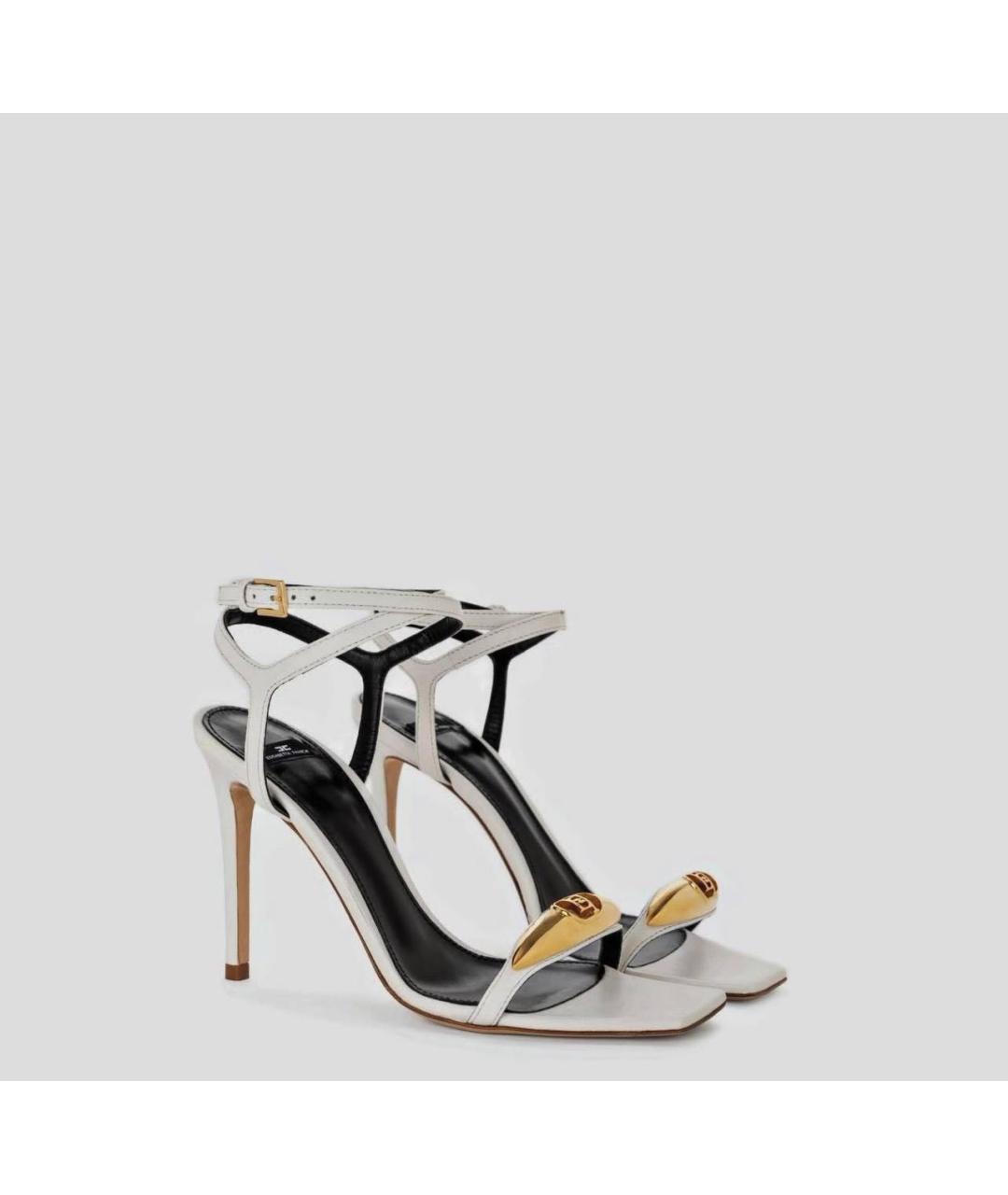 ELISABETTA FRANCHI Белые кожаные босоножки, фото 3