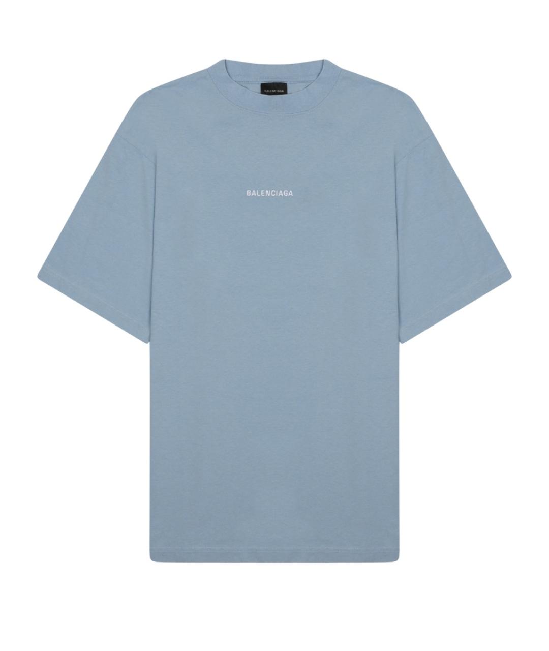 BALENCIAGA Голубая хлопковая футболка, фото 1