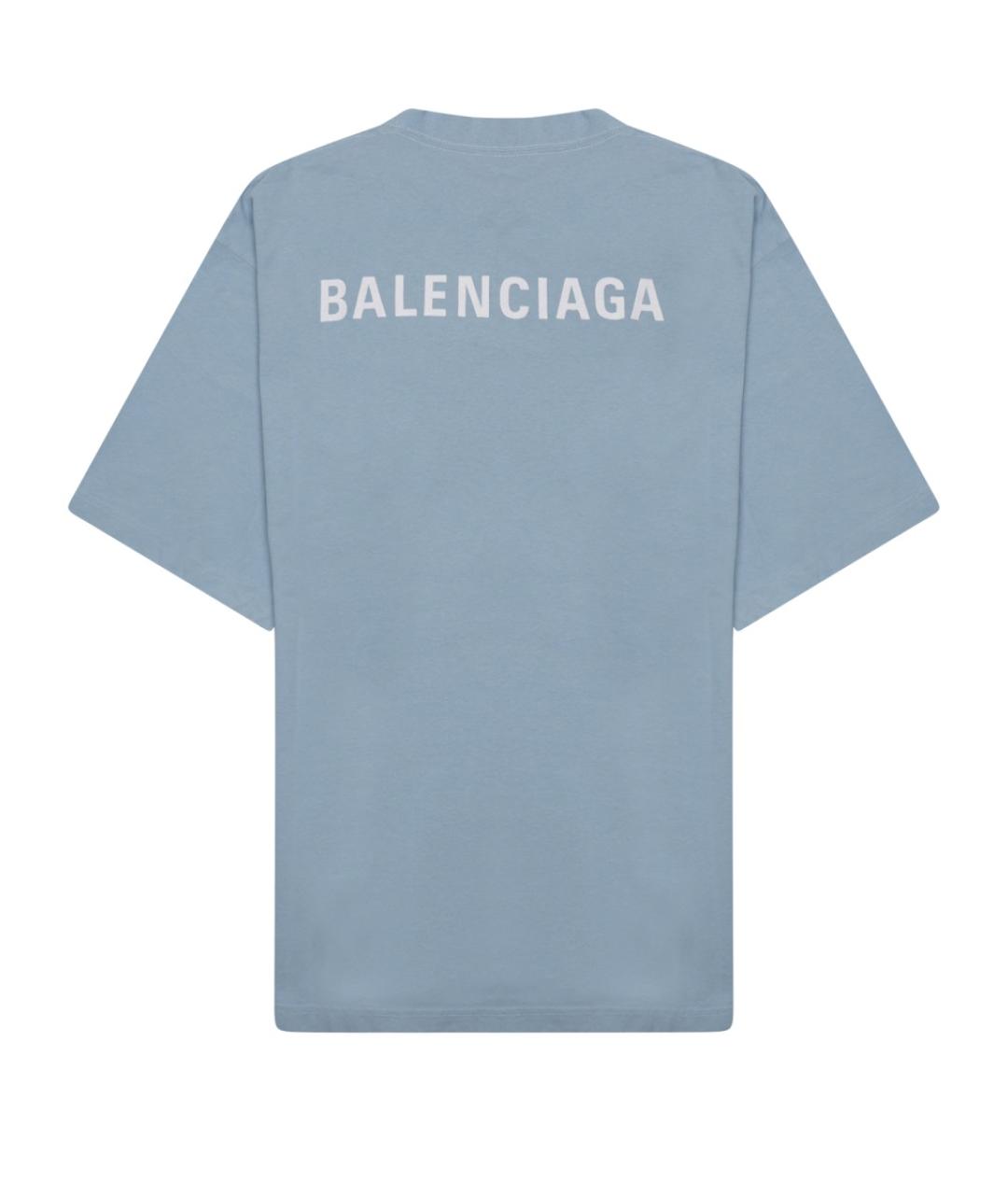 BALENCIAGA Голубая хлопковая футболка, фото 2