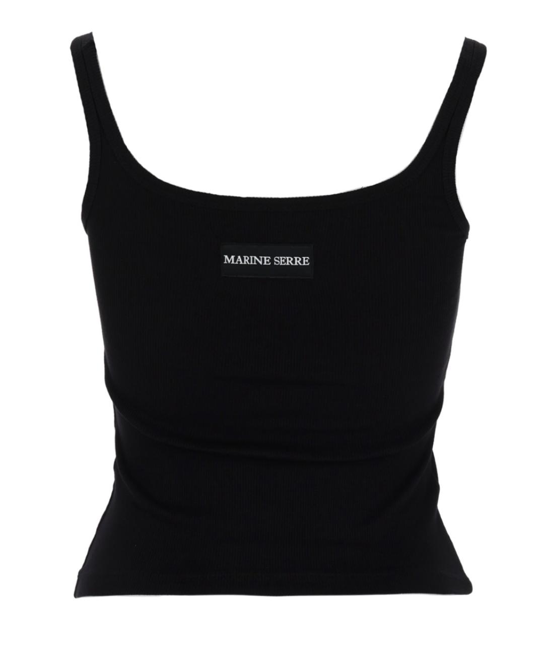 MARINE SERRE Черная хлопковая майка, фото 2