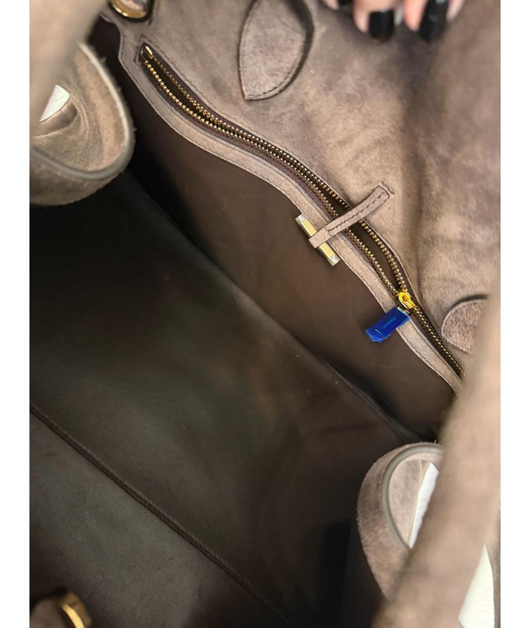 FERRAGAMO Коричневая замшевая сумка тоут, фото 7