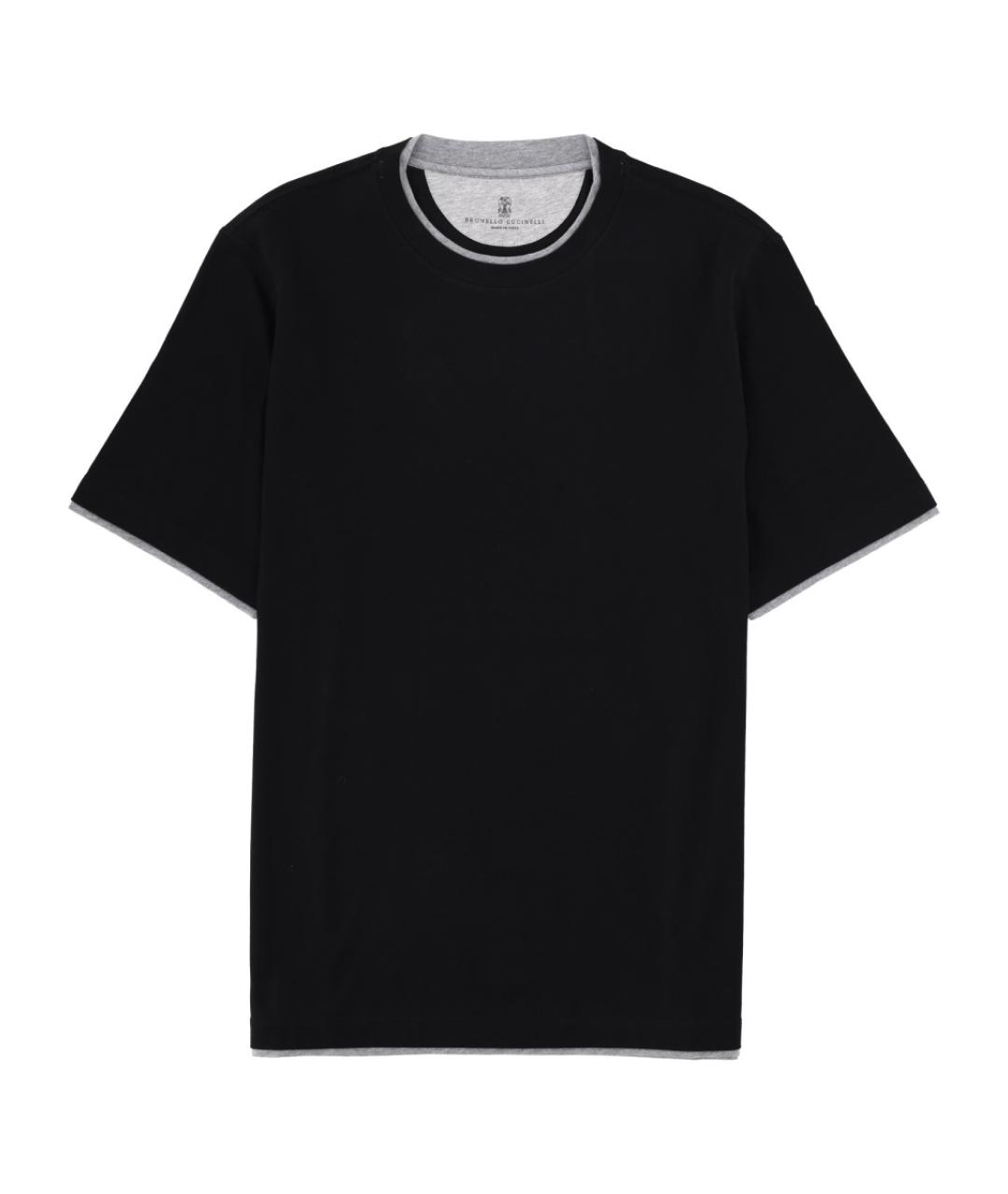 BRUNELLO CUCINELLI Черная хлопковая футболка, фото 1