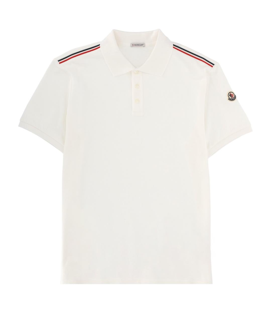 MONCLER Белое хлопковое поло с коротким рукавом, фото 1