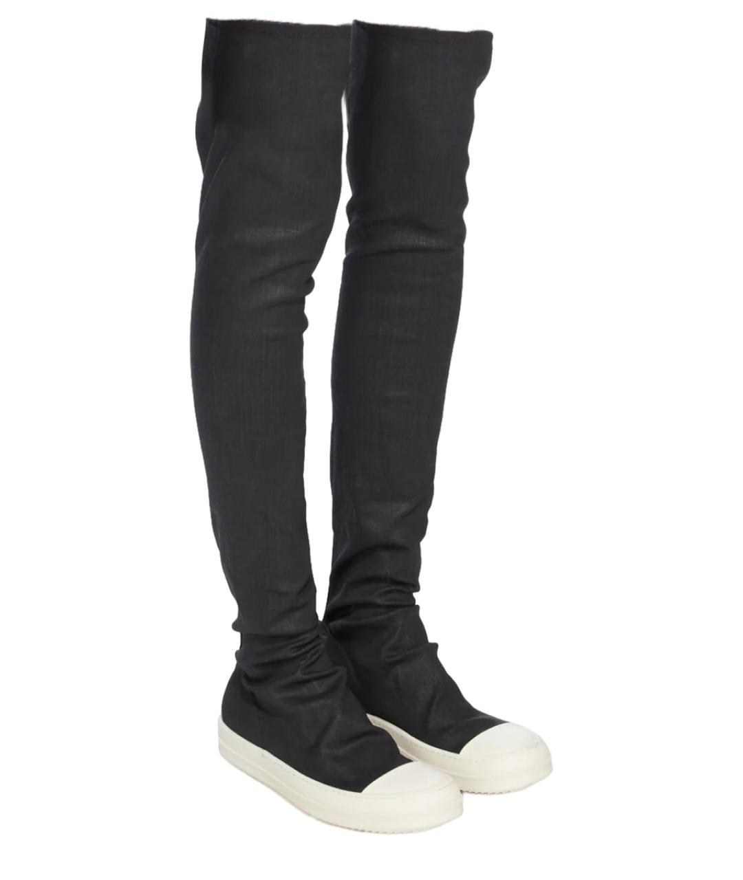 RICK OWENS DRKSHDW Черные текстильные ботфорты, фото 2
