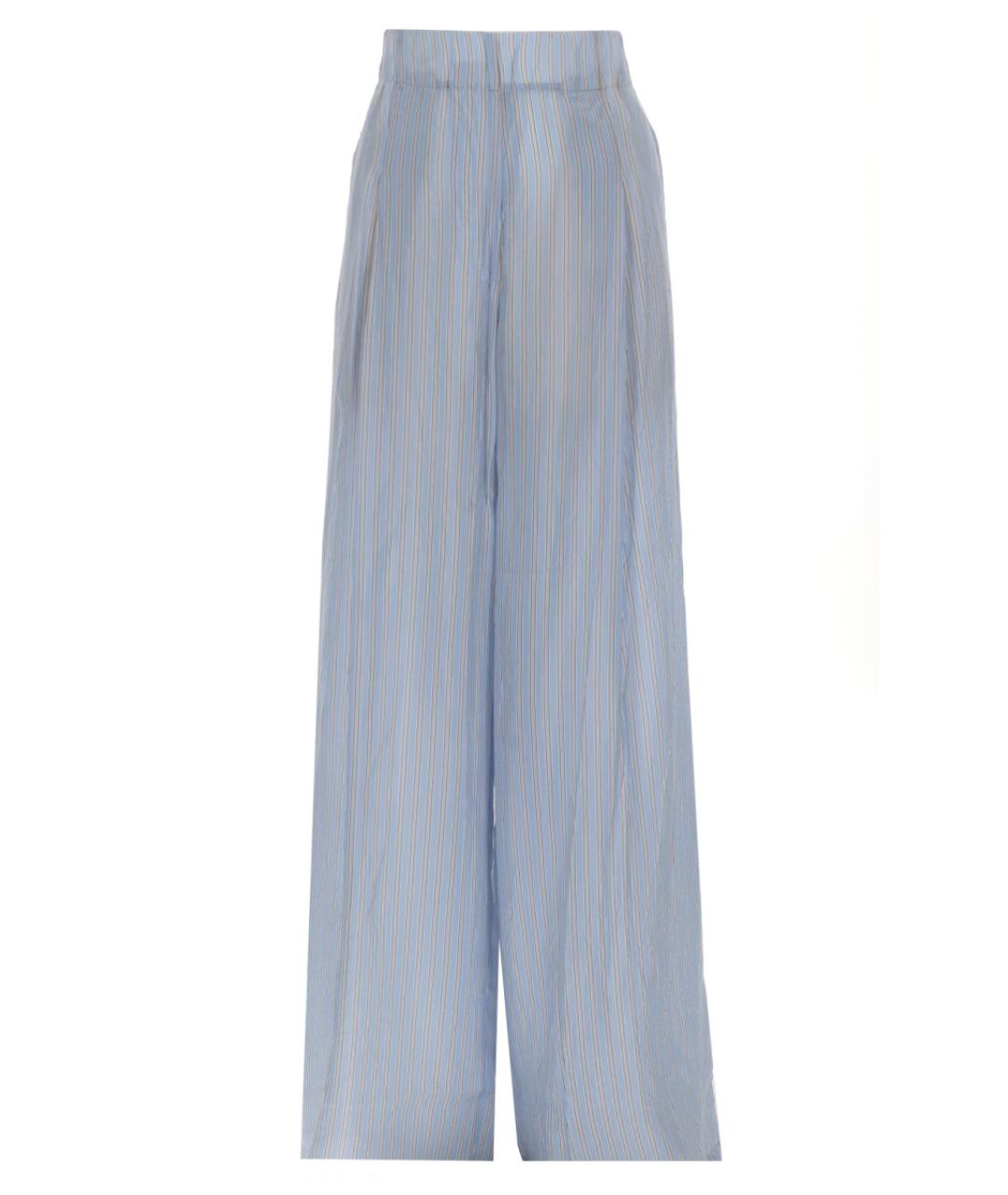 DRIES VAN NOTEN Голубые вискозные брюки широкие, фото 1