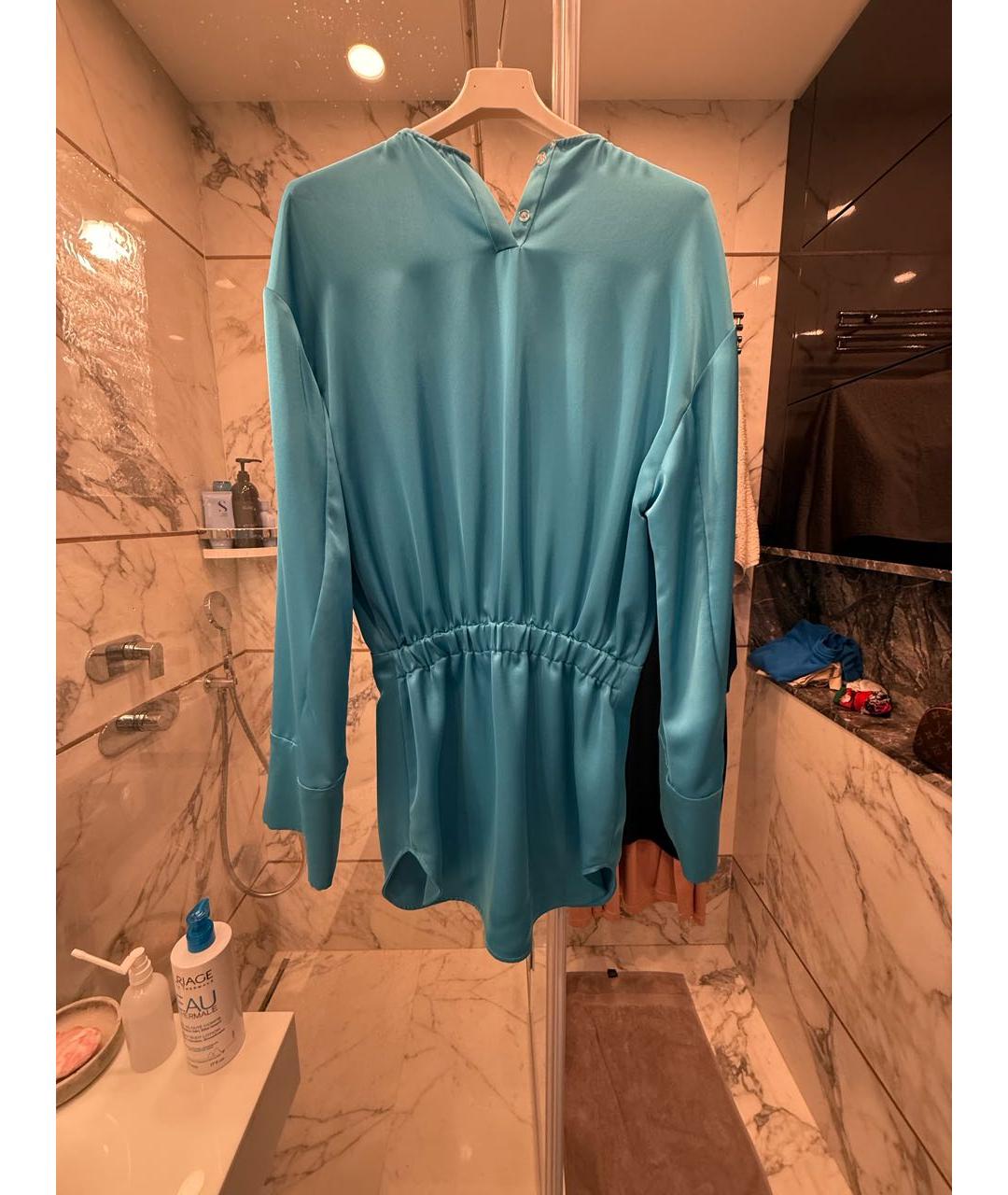 THE ATTICO Голубое шелковое повседневное платье, фото 2