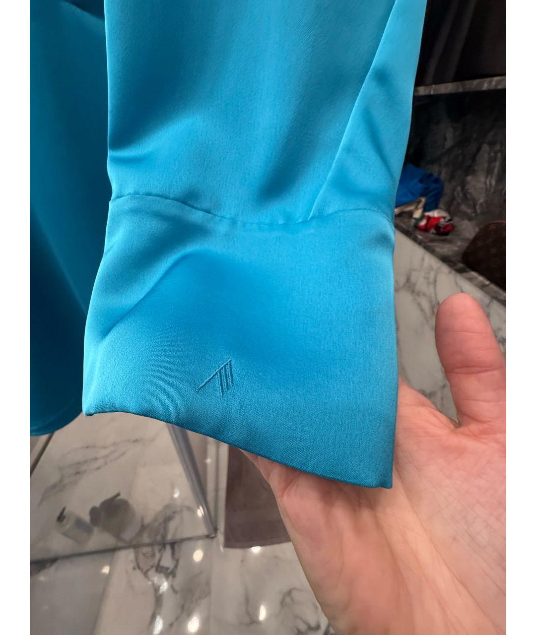 THE ATTICO Голубое шелковое повседневное платье, фото 4