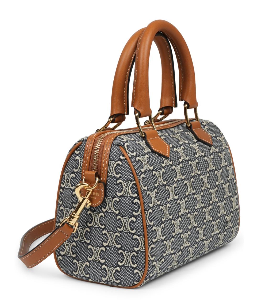 CELINE Синяя тканевая сумка с короткими ручками, фото 2