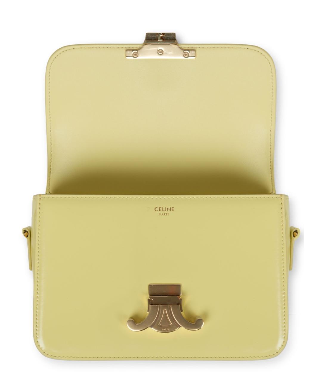 CELINE Желтая кожаная сумка через плечо, фото 4