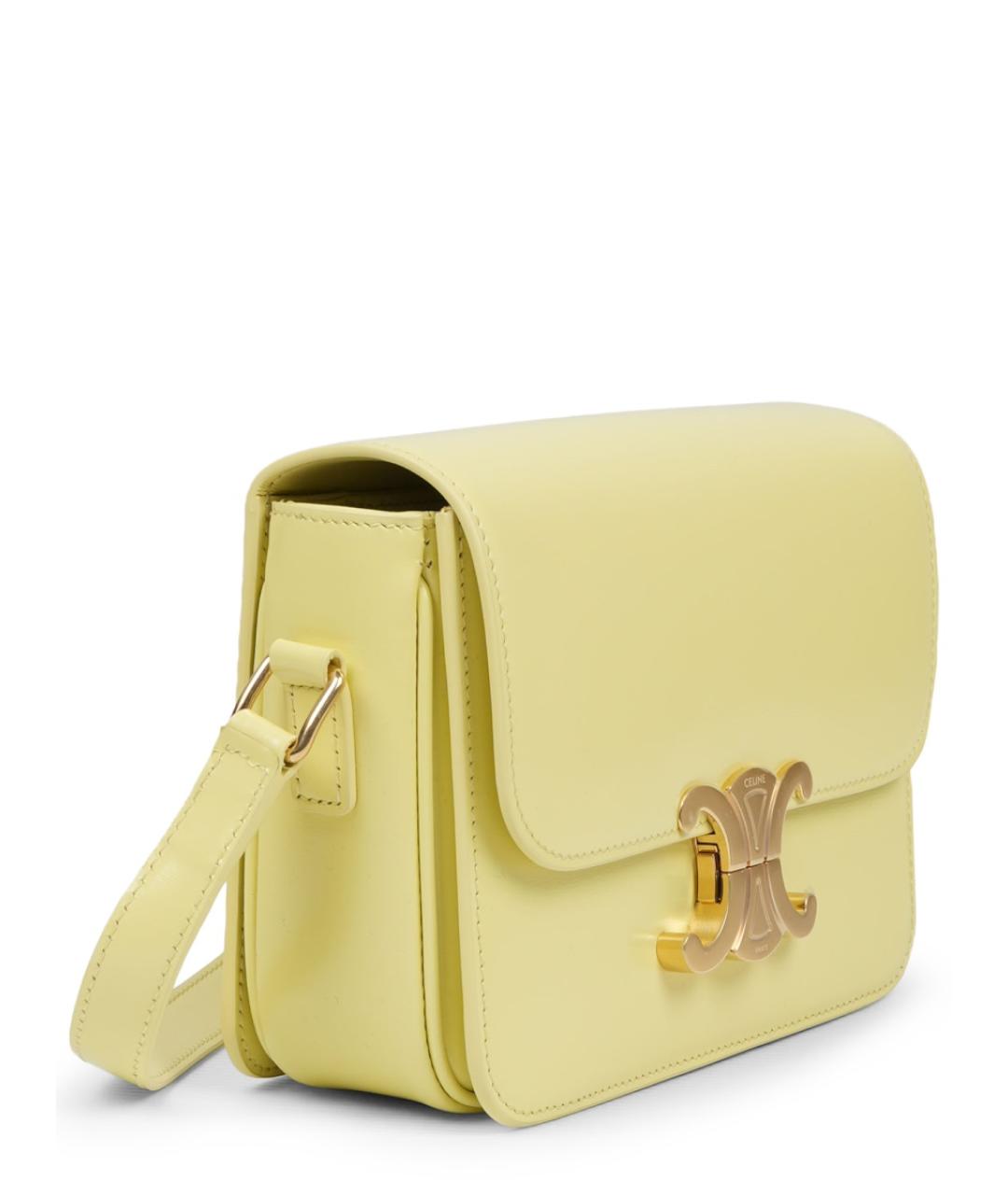CELINE Желтая кожаная сумка через плечо, фото 2