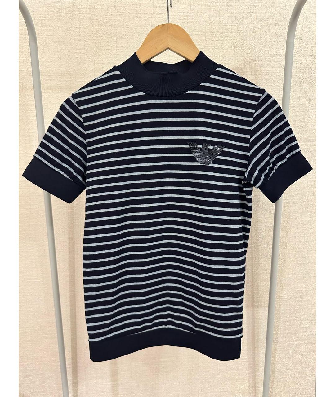 EMPORIO ARMANI Синяя хлопковая футболка, фото 9