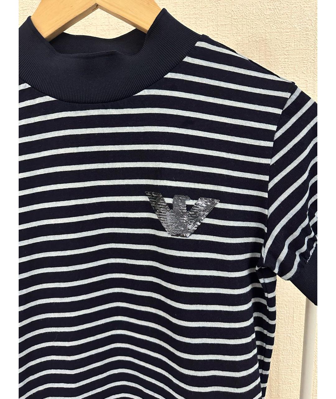 EMPORIO ARMANI Синяя хлопковая футболка, фото 2