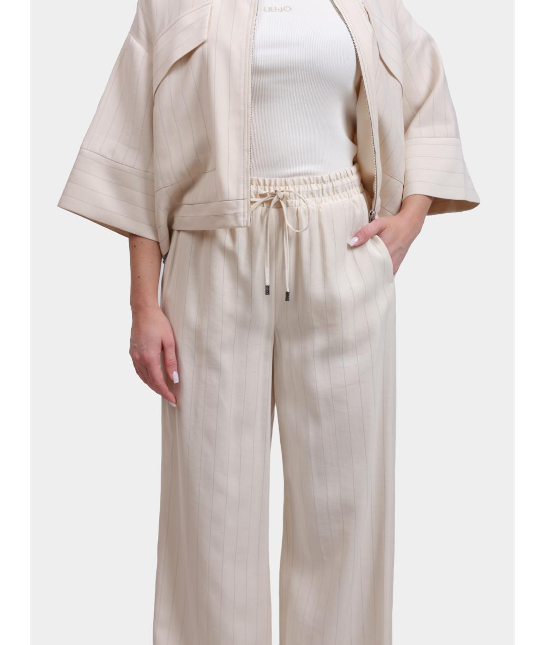 LIU JO Бежевые прямые брюки, фото 3