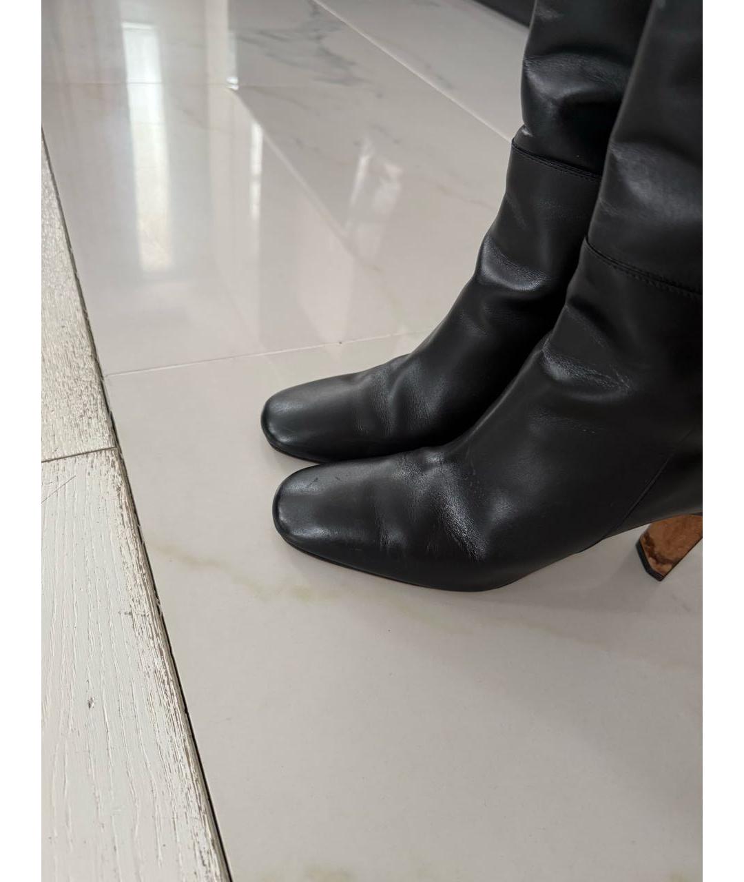 JIL SANDER Черные кожаные сапоги, фото 3