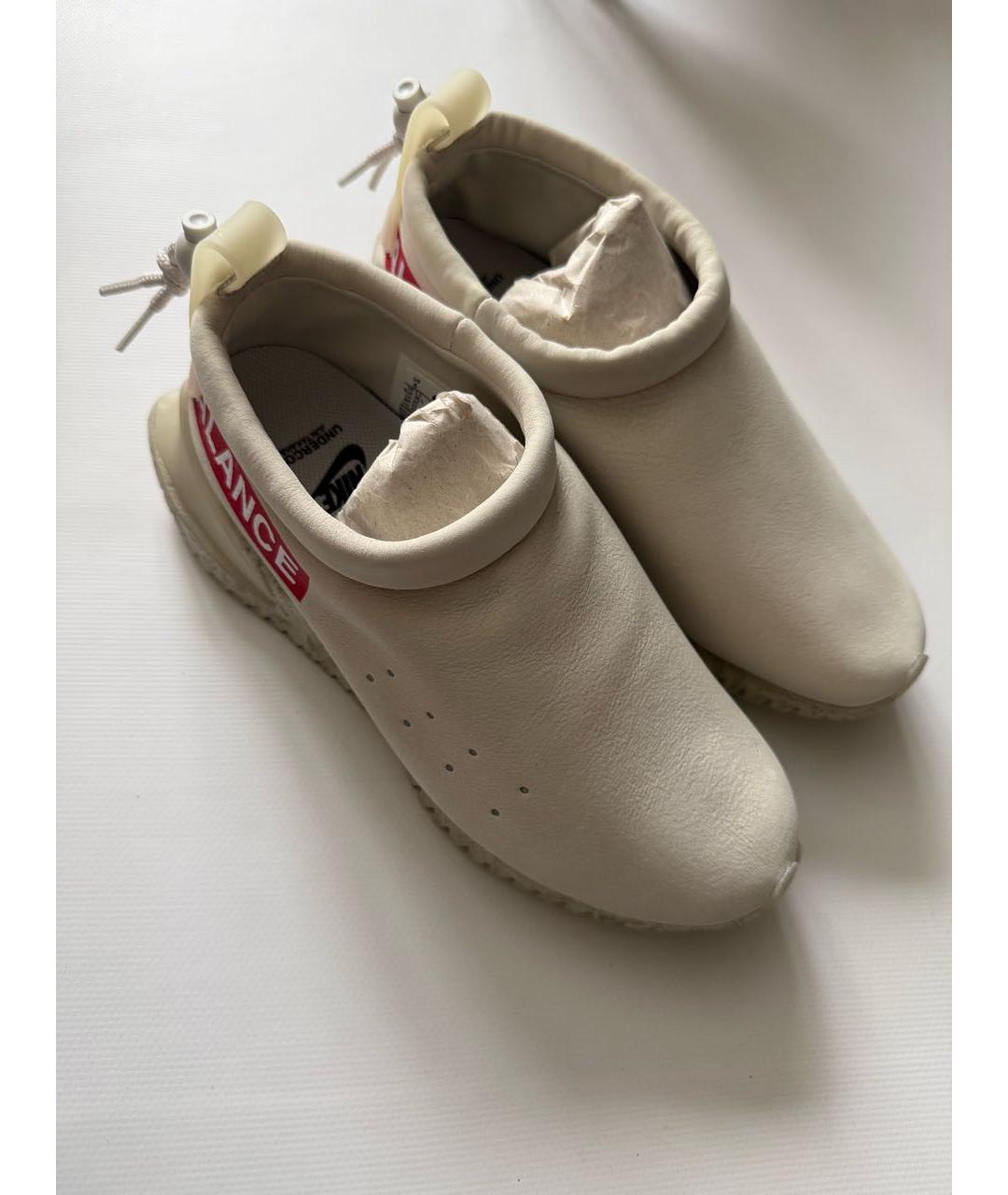 NIKE Бежевые кожаные кроссовки, фото 4