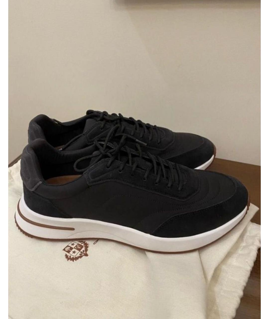 LORO PIANA Черные низкие кроссовки / кеды, фото 4